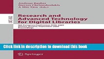 Read Research and Advanced Technology for Digital Libraries: 9th European Conference, ECDL 2005,