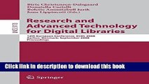 Read Research and Advanced Technology for Digital Libraries: 12th European Conference, ECDL 2008,