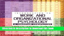 Read Book An Introduction to Work and Organizational Psychology: A European Perspective E-Book Free