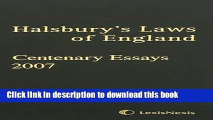 [PDF]  Halsbury s Laws of England Centenary Essays 2007 2007  [Download] Full Ebook