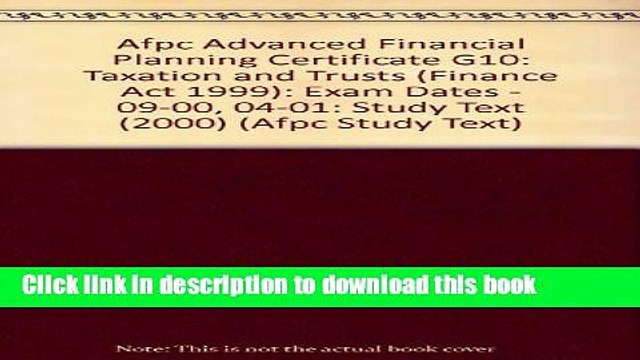 [PDF] Afpc Advanced Financial Planning Certificate G10: Taxation and Trusts (Finance Act 1999):