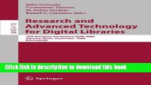 Read Research and Advanced Technology for Digital Libraries: 10th European Conference, EDCL 2006,