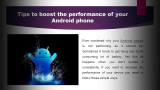Tips to boost the performance of your Android Phone