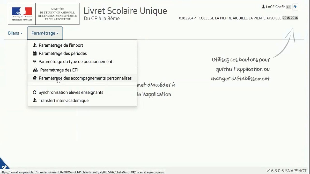 Paramétrage de l'accompagnement personnalisé
