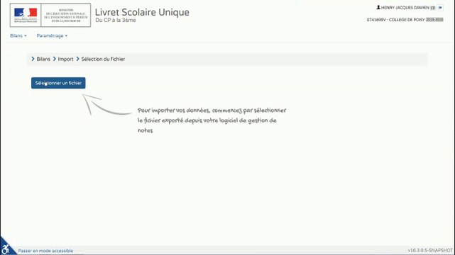 Exemple d'un import complet avec des messages d'erreur
