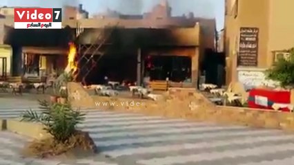 حريق هائل بكافيه بالساحة الشعبية بمدينة كفر صقر فى الشرقية