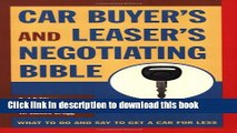 Read Car Buyer s and Leaser s Negotiating Bible, Third Edition (Car Buyer s   Leaser s Negotiating