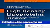 Download High Density Lipoproteins: From Biological Understanding to Clinical Exploitation  EBook