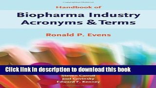 Download Handbook Of Biopharma Industry Acronyms     Terms PDF Online