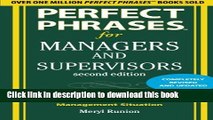 Read Books Perfect Phrases for Managers and Supervisors, Second Edition (Perfect Phrases Series)
