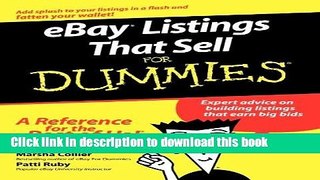 Read eBay Listings That Sell For Dummies by Collier, Marsha, Ruby, Patti Louise 1st edition (2006)