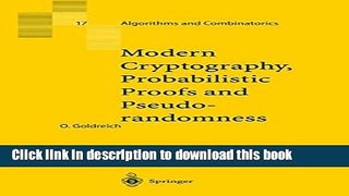 Read Modern Cryptography, Probabilistic Proofs and Pseudorandomness (Algorithms and