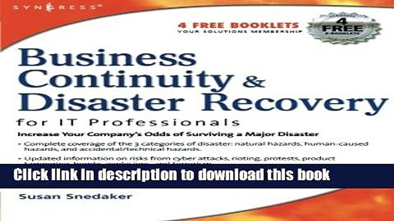 Read Business Continuity and Disaster Recovery Planning for IT Professionals  PDF Free
