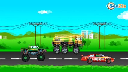 Мультики для детей. Гоночные Машины, Монстр Трак и Грузовик | Гонки машинок - Трек с препятствиями
