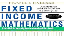 Read Fixed Income Mathematics, 4E: Analytical   Statistical Techniques  Ebook Free
