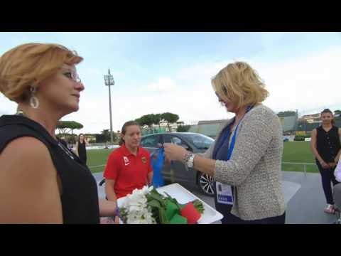 Women's shot put F34 | Victory Ceremony | 2016 IPC Athletics European Championships Grosseto