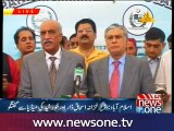 Ishaq Dar , Khursheed Shah talks to Media