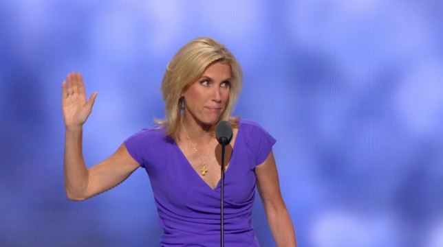 Laura Ingraham waves goodbye as she exits the GOP convention stage