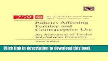 [PDF] Policies Affecting Fertility and Contraceptive Use: An Assessment of Twelve Sub-Saharan