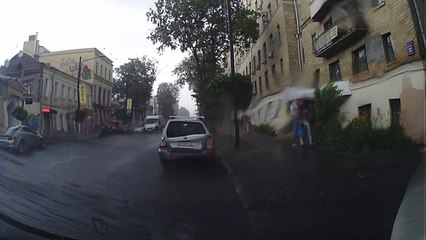 Bricks Fall from Building Near Miss