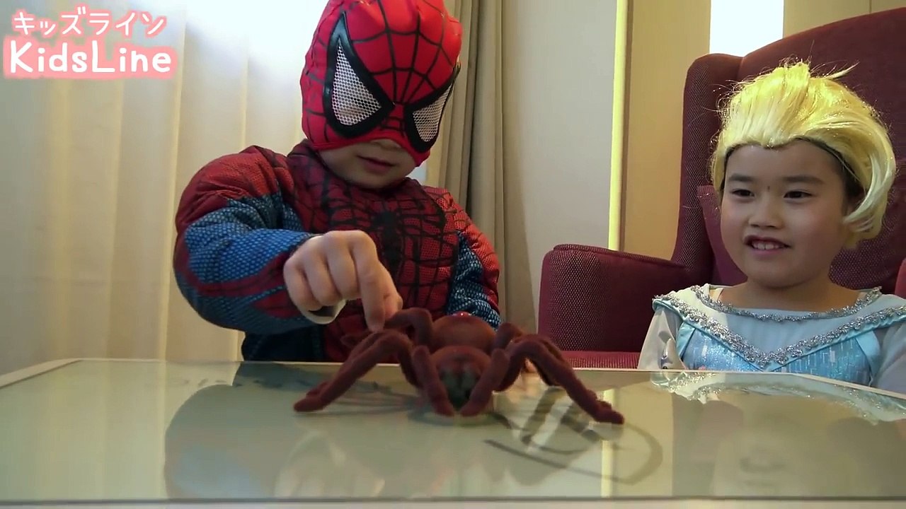 Spiderman Frozen Elsa vs Spider Toy spiderman kids スパイダーマン クモ おもちゃ