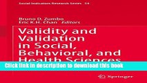 [Download] Validity and Validation in Social, Behavioral, and Health Sciences (Social Indicators
