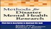Download Methods for Disaster Mental Health Research [PDF] Online