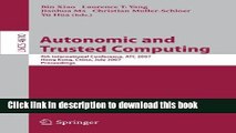 Read Autonomic and Trusted Computing: 4th International Conference, ATC 2007, Hong Kong, China,