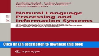 Read Natural Language Processing and Information Systems: 12th International Conference on