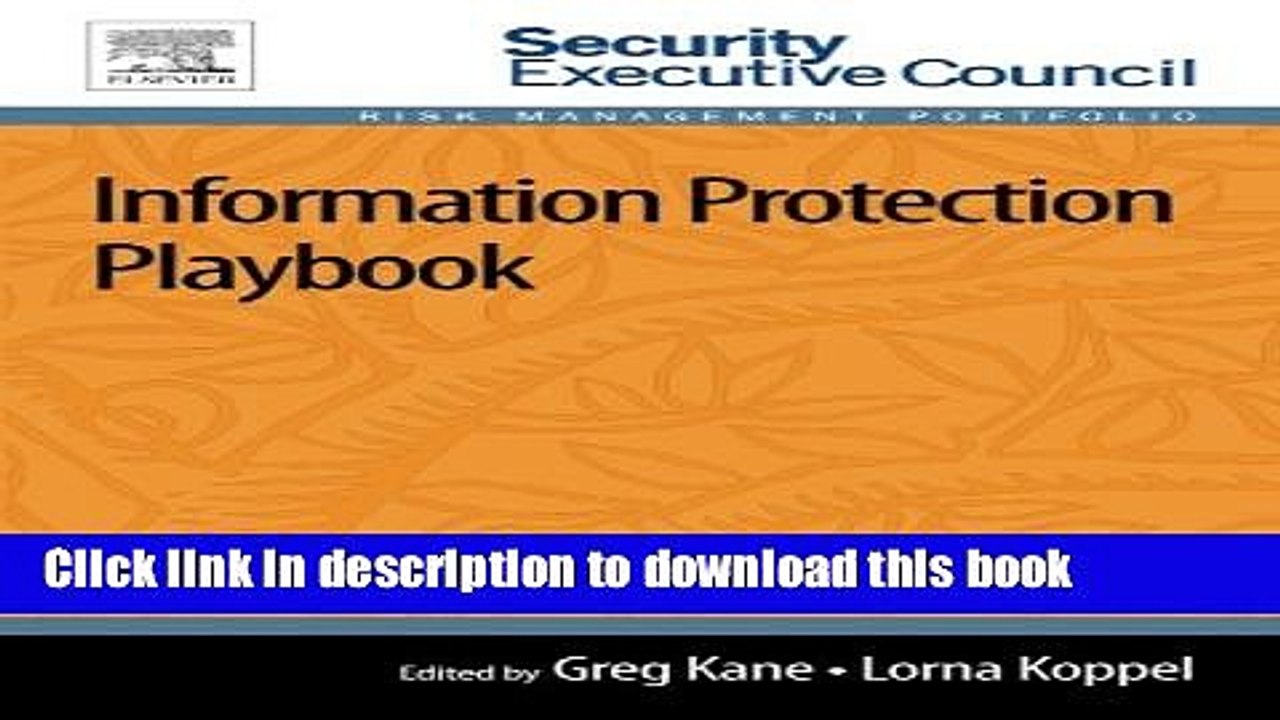 Read Information Protection Playbook (Risk Management Portfolio)  Ebook Online