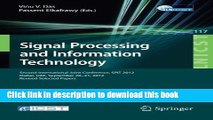 Read Signal Processing and Information Technology: Second International Joint Conference, SPIT