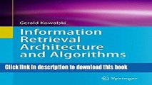 Read Information Retrieval Architecture and Algorithms  Ebook Online