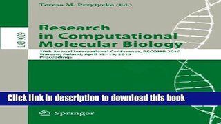 Read Research in Computational Molecular Biology: 19th Annual International Conference, RECOMB