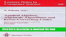 Read Applied Algebra, Algebraic Algorithms and Error-Correcting Codes: 8th International