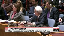 China voices opposition against THAAD deployment in UN report