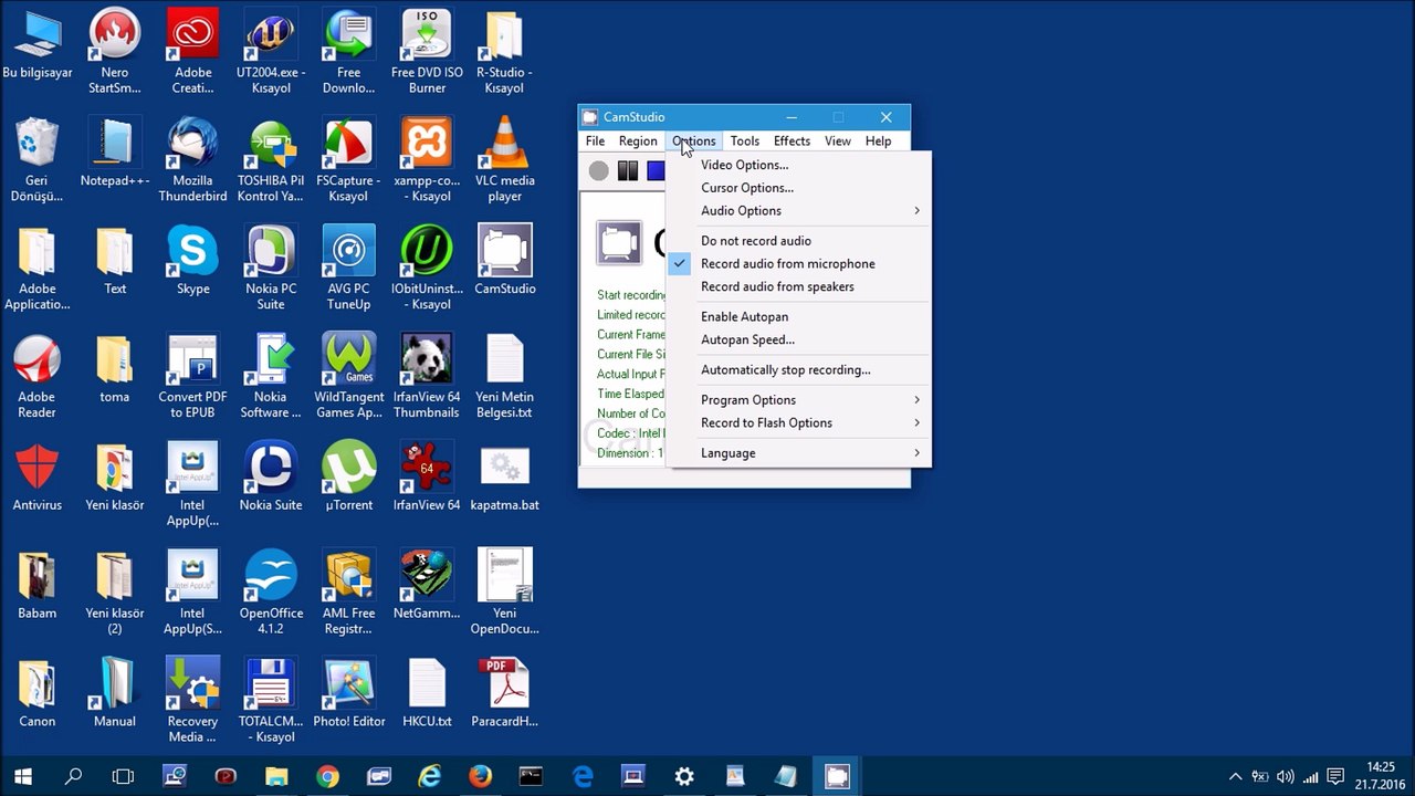 camstudio uzun video çekme sorunu( Unable to rename/copy audio file   hatası ve çözümü  )