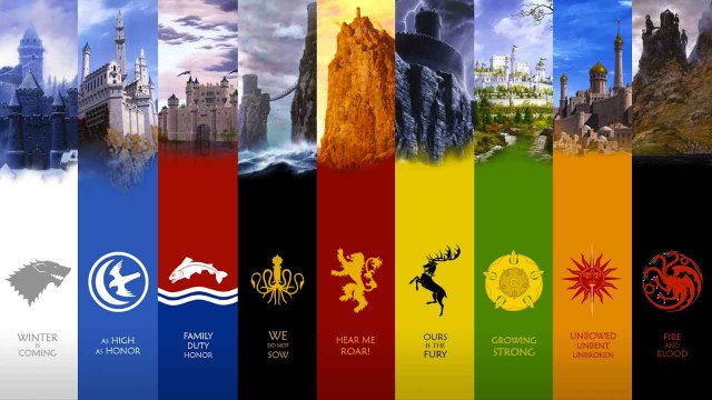 Juego de tronos - Casas, emblemas, blasones y señores (actualizado temporada 6)