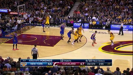 Kristaps Porzingis 23 Pts, 13 Rbs, 1 Stl, 1 Blk @ Cavs 12/23/15  Drops 4 Bombs + LeBlocks Lebron!