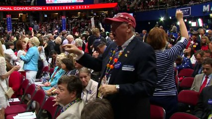 Dancing delegates celebrate Donald Trump's nomination