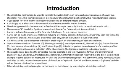 Open Channel Hydraulics - Direct Step Method