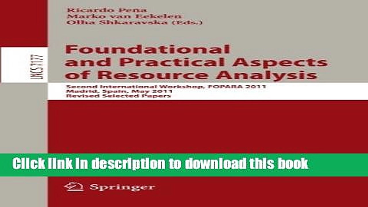 Read Foundational and Practical Aspects of Resource Analysis: Second International Workshop,