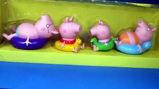 Peppa Pig Bath Squirters Pool Party with Peppa Pig and her family.