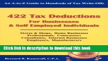 Read Books 422 Tax Deductions for Businesses   Self Employed Individuals (475 Tax Deductions for