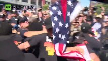 'Blood-Soaked' US Flag Burned by Protesters Outside RNC