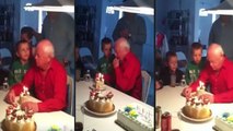 Grandpa Puts Too Much Effort Into Blowing Out The Candles
