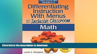 FAVORIT BOOK Differentiating Instruction with Menus for the Inclusive Classroom: Math (Grades K-2)