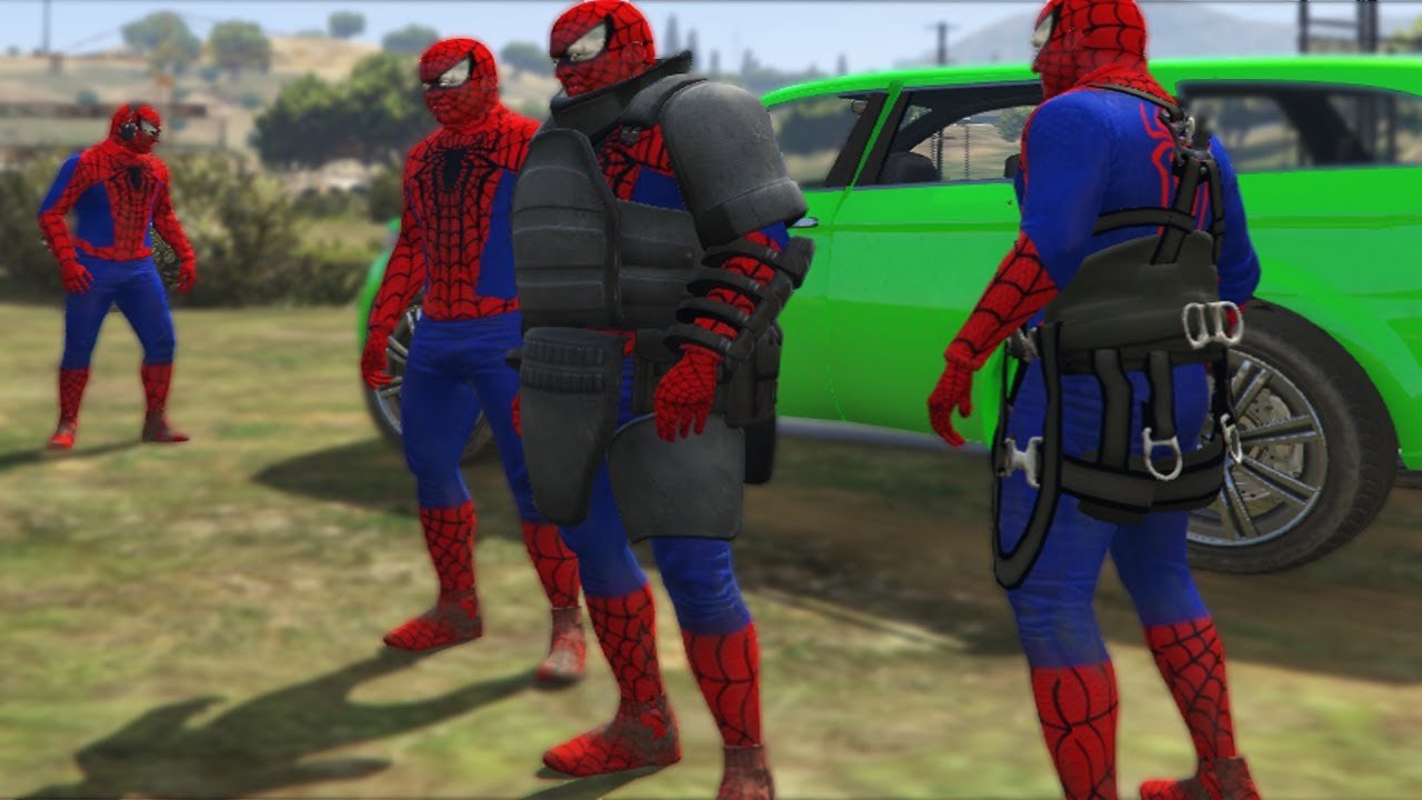 Cartoon Spiderman And 3 His Brothers Riding On A New Colored Car! Nursery Rhymes & Funny McQueen
