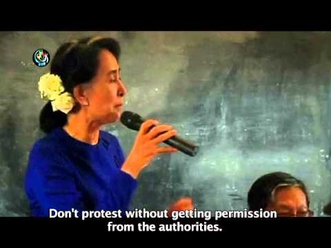 If you wish to protest, get permission Suu Kyi