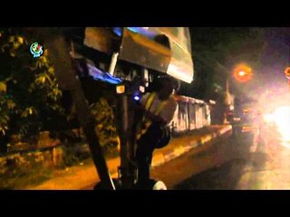 Aircraft drives down Rangoon's streets