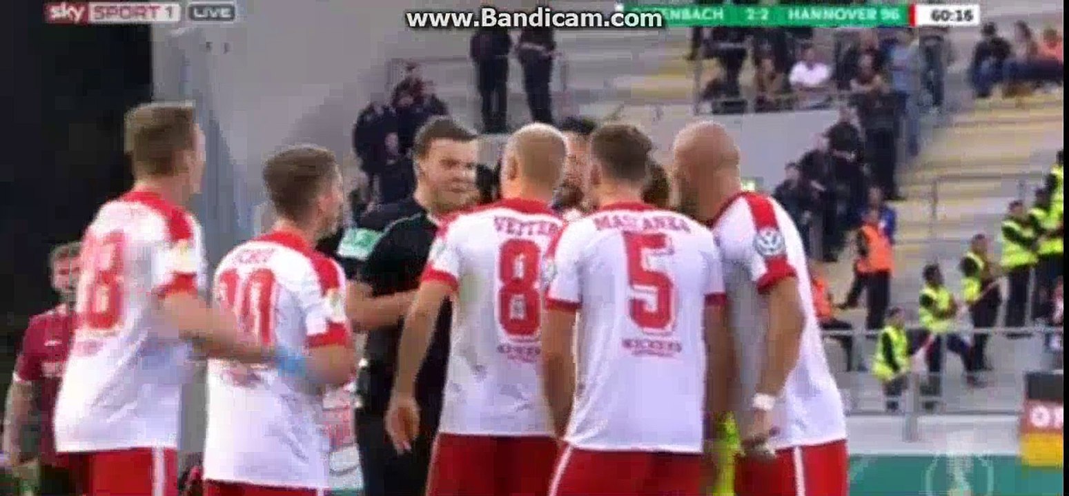 Kristian Maslanka RED card - Kickers Offenbach 2-2 Hannover 96 - (22-8-2016)